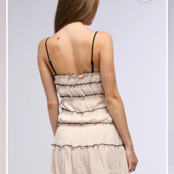 AKIRA Trendsetter Shell Ruffled Mini Dress with Black Accents - Picture 6 of 6